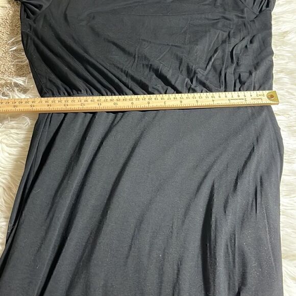 Adelyn Rae Dress Womens size Large Modest Ruched sides Midi Witchy Black Modal - Picture 7 of 8